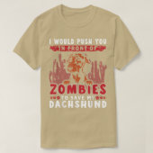 Zombies redden mijn dashund Funny Halloween Dog T-shirt (Design voorkant)