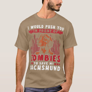 Zombies redden mijn dashund Funny Halloween Dog T-shirt