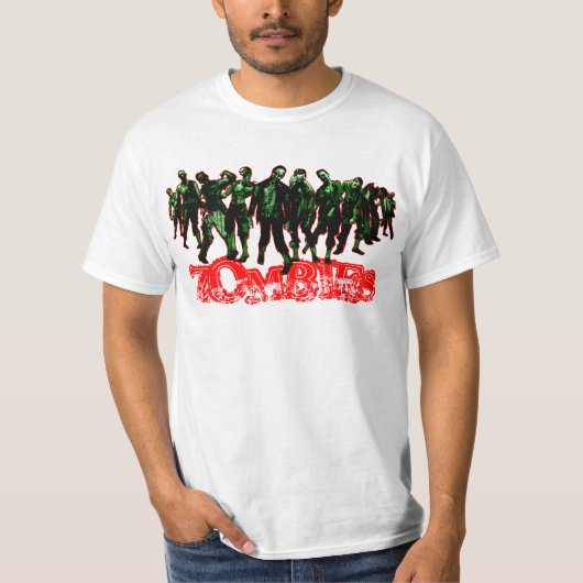 ZOMBIES - rode streep - wit shirt (Voorkant)