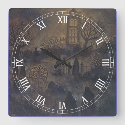 Zombies Square Roman Numeras Clock Vierkante Klok (Voorkant)