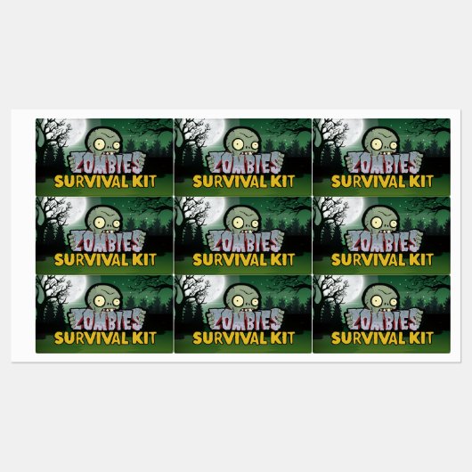 Zombies Survival Kit Party Labels (Vel)