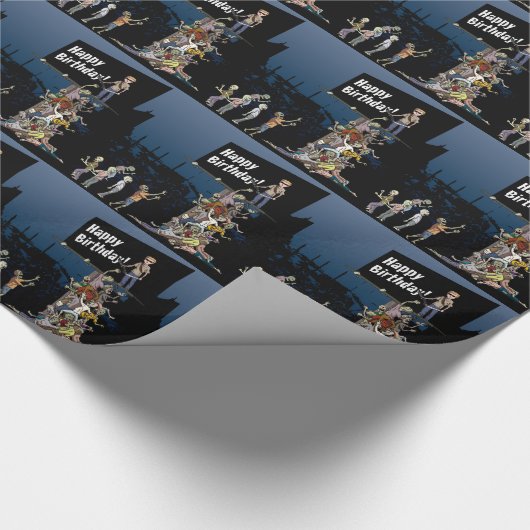 Zombies Tower Birthday Wrapping paper Cadeaupapier (Hoek)