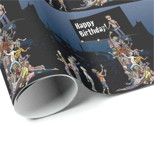 Zombies Tower Birthday Wrapping paper Cadeaupapier (Rol Hoek)