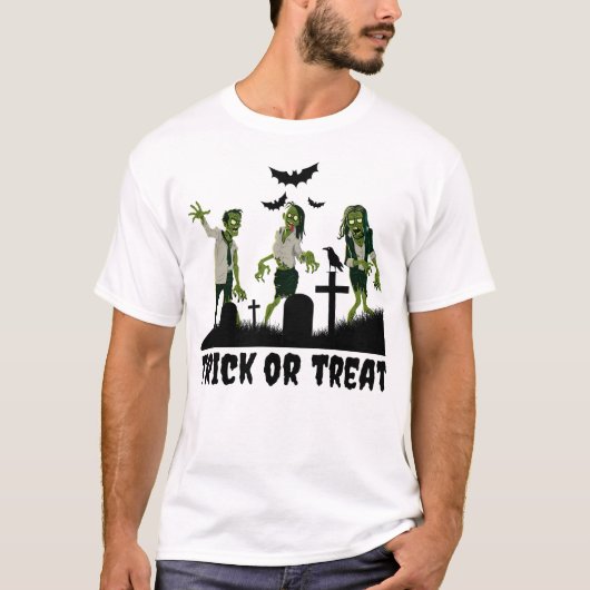 Zombies Trick or treat ontwerp T-shirt (Voorkant)