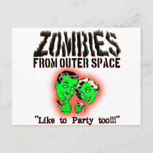 Zombiës uit de buitenruimte! briefkaart