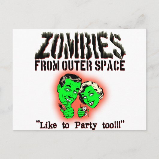 Zombiës uit de buitenruimte! briefkaart (Voorkant)