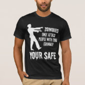 Zombies vallen alleen mensen aan met goede grammat t-shirt (Voorkant)
