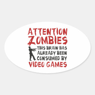 Zombies Video Games Ovale Sticker