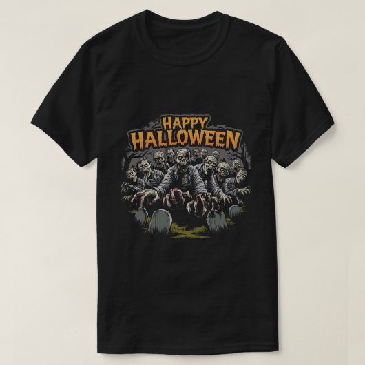 Zombies: vrolijke Halloween T-shirt (Design voorkant)