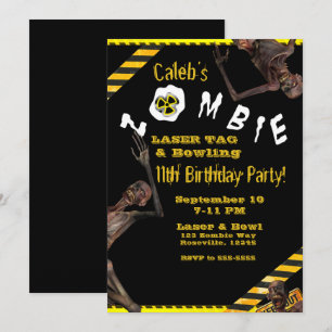 Zombies Yellow & Black Birthday Party Kaart