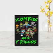 Zombies zijn mijn vrienden Halloween Kaart (Gele Bloem)