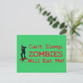 Zombies zullen me opeten briefkaart (Staand voorkant)