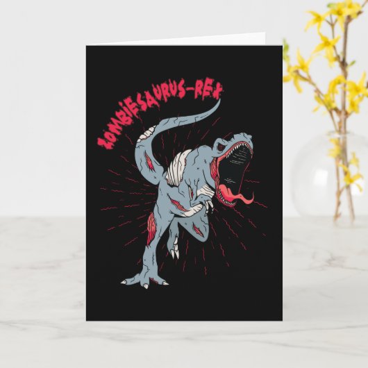 Zombiesaurus Rex Zombie Dino Kaart (Gele Bloem)
