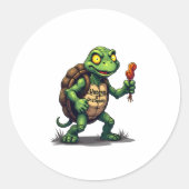 zombieschildpad ronde sticker (Voorkant)
