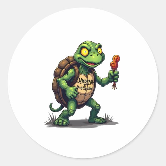 zombieschildpad ronde sticker (Voorkant)