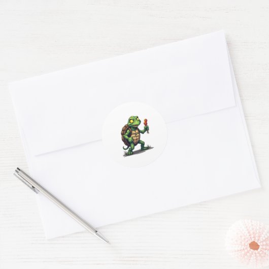 zombieschildpad ronde sticker (Envelop)