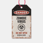 Zombievirus favor label met roestig gevaar teken cadeaulabel (Voorkant)
