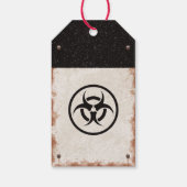 Zombievirus favor label met roestig gevaar teken cadeaulabel (Achterkant)