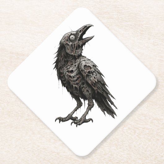 Zombified Crow Kartonnen Onderzetters (Voorkant)