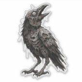 Zombified Crow Sticker (Voorkant)