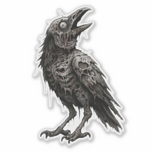 Zombified Crow Sticker (Voorkant)