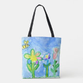 Zombijen en bloemen, kindertekenwerk tote bag (Achterkant)