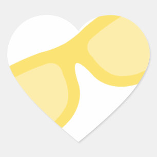 Zombril gele hipster bril hart sticker
