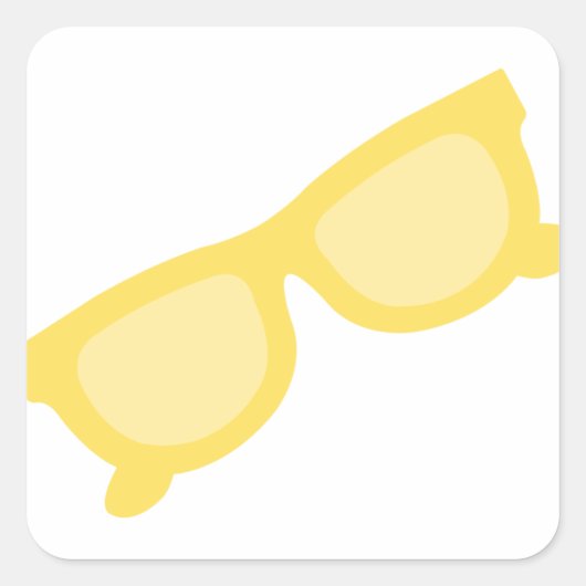 Zombril gele hipster bril vierkante sticker (Voorkant)