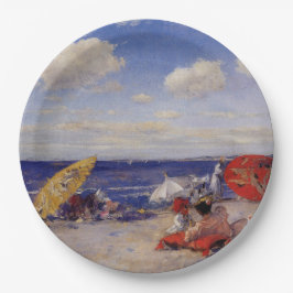 Zomdag aan de zeezijde (strand landschap) papieren bordje