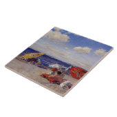 Zomdag aan de zeezijde (strand landschap) tegeltje (Zijkant)