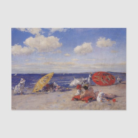 Zomdag aan de zeezijde (strand landschap) tissuepapier (Voorkant)