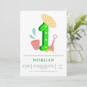 Zomdag Beach Gender Neutral 1st Birthday Party Kaart (Staand voorkant)