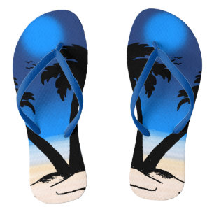 Zomdag Beach Palm Trees Midnight Blue B Teenslippers