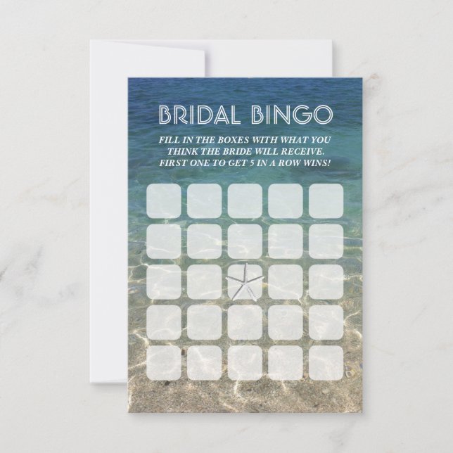 Zomdag Beach Starfish 5x5 Bridal Bingo Kaarten (Voorkant)