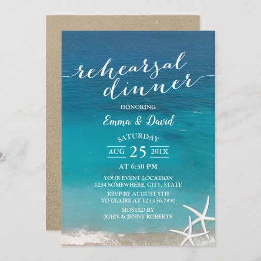 Zomdag Beach Weddenschap Starfish Rehearsal Dinner Kaart (Voorkant / Achterkant)