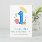 Zomdag Boys 1st Birthday Kaart (Staand voorkant)