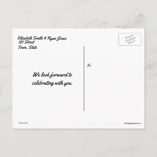 Zomdag bruiloft, sparen de Datum, Beach, Douane Aankondigingskaart (Achterkant)