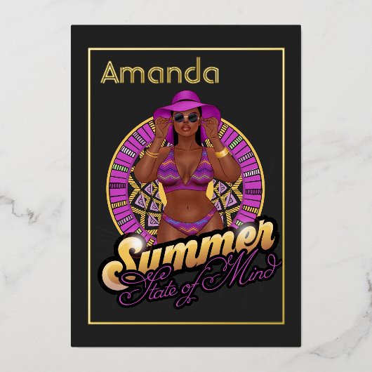 Zomdag deelstaat Mind Beach Birthday Party Folie Uitnodiging (Voorkant)