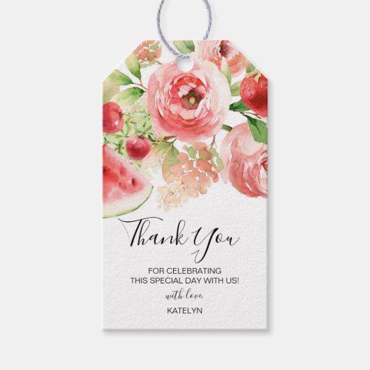 Zomdag- en winterfruit en groen Baby shower Cadeaulabel (Voorkant)