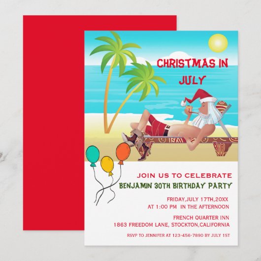 Zomdag kerstfeest in juli kaart (Voorkant / Achterkant)