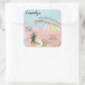 Zomdag op de strand 18e verjaardag vierkante sticker (Tas)