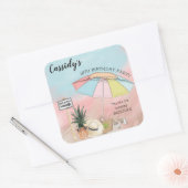 Zomdag op de strand 18e verjaardag vierkante sticker (Envelop)