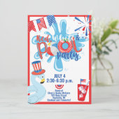 Zomdag Pool Partij op 4 juli Rood Blauw Kaart (Staand voorkant)