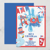 Zomdag Pool Partij op 4 juli Rood Blauw Kaart (Voorkant / Achterkant)