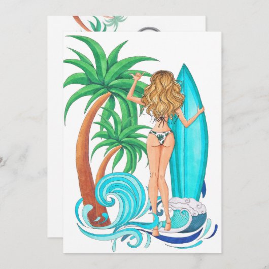 Zomdag Surf Beach Vacation Birthday Kaart (Voorkant / Achterkant)