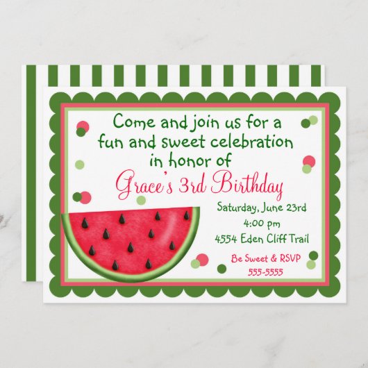 Zomdag watermeloen Zomdag Uitnodigingen (Voorkant / Achterkant)