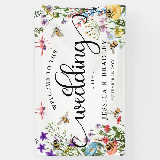 Zomdag Wilde bloem en BumbleBee Spandoek (Verticaal)