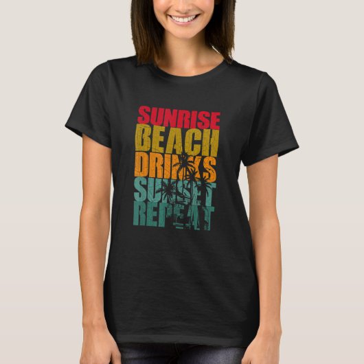 Zomdag zondstaartstrand Drinken Zonnezonsondergang T-shirt (Voorkant)