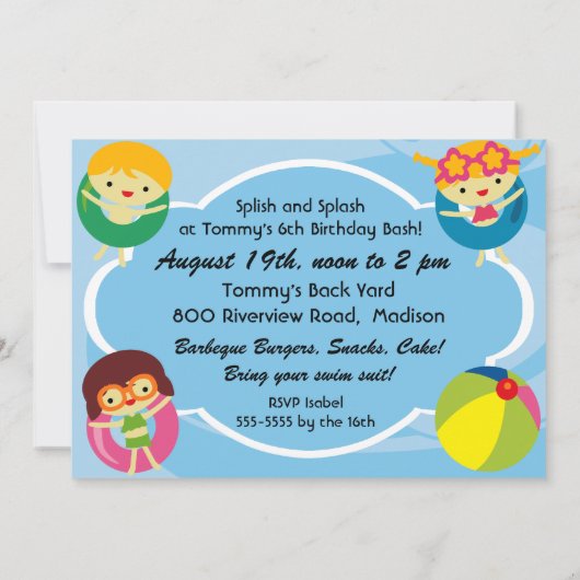 Zomdag Zwembrauwpoolfeest Kaart (Achterkant)