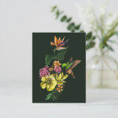 Zomenvogel in de kleurrijke Floral Bouquet Artwork Briefkaart (Staand voorkant)